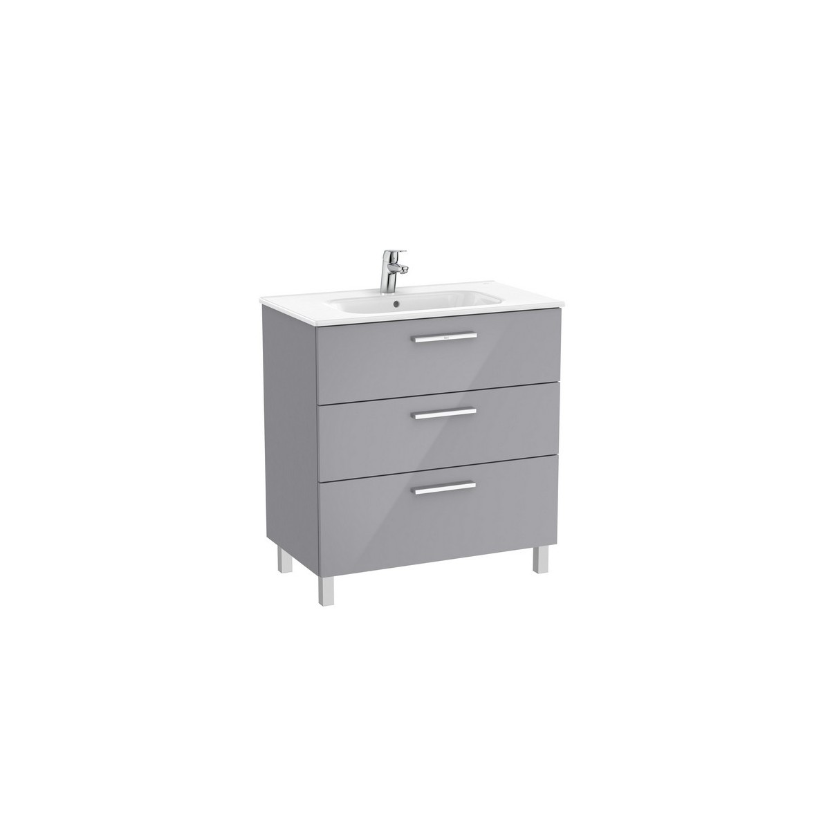Victoria unik meuble 3 tiroirs + lavabo 800mm gris galet brillant - ROCA A851597516 
