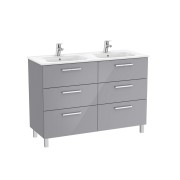Victoria unik meuble 6 tiroirs + lavabo double 1200mm gris galet brillant - ROCA A851601516 