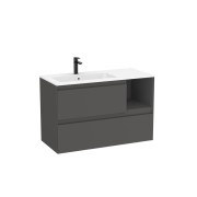 Tenue unik 2 tiroirs lavabo asymétrique gauche 1000mm onyx mat - ROCA A851936531 