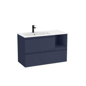 Tenue unik 2 tiroirs lavabo asymétrique gauche 1000mm bleu nuit mat - ROCA A851936538 