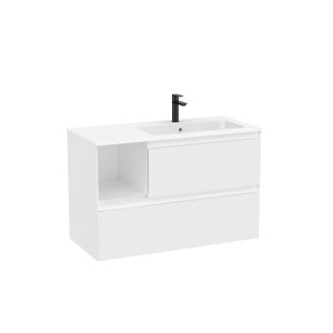 Tenue unik 2 tiroirs lavabo asymétrique droite 1000mm blanc mat - ROCA A851938529 