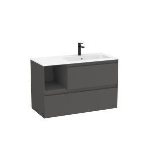 Tenue unik 2 tiroirs lavabo asymétrique droite 1000mm onyx mat - ROCA A851938531 