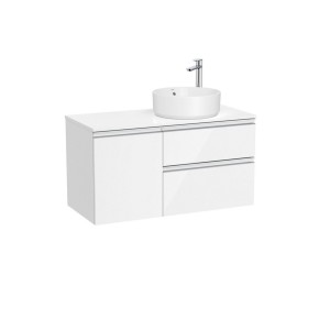 The gap meuble 2t+1p pr vasq à dte 1000 blanc brillant/poignées alu brillantes - ROCA A851956806 