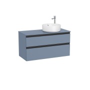 The gap meuble 2t pr vasq à dte (meuble+plan) 1000 mm bleu mat/ poignées noires - ROCA A851958548 