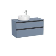 The gap meuble 2t pr vasq à gche (meuble+plan) 1000 mm bleu mat/ poignées noires - ROCA A851959548 