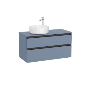 The gap meuble 2t pr vasq à gche (meuble+plan) 1000 mm bleu mat/ poignées noires - ROCA A851959548 