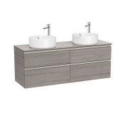 The gap meuble 4 tiroirs pour 2 vasques à poser (meuble+plan) 1400 mm city oak - ROCA A851961402 