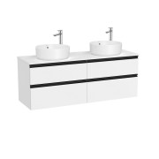 The gap meuble 4 tiroirs pour 2 vasques à poser (meuble+plan) 1400 mm blanc mat - ROCA A851961509 