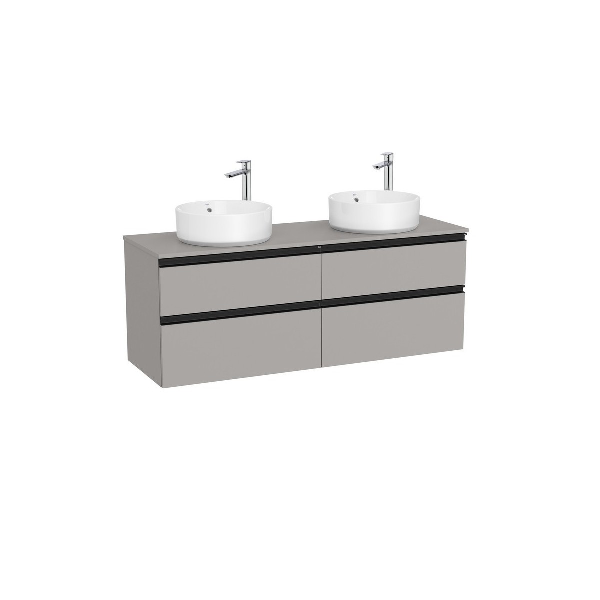 The gap meuble 4 tiroirs pour 2 vasq (meuble+plan) 1400 mm gris moyen mat - ROCA A851961547 