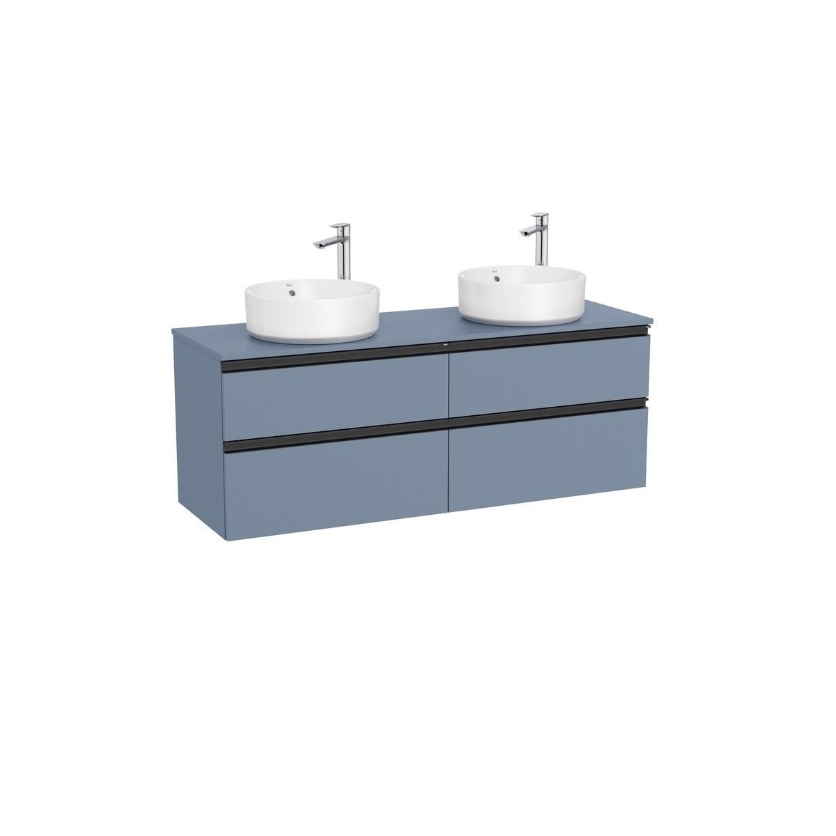 The gap meuble 4 tiroirs pour 2 vasques à poser (meuble+plan) 1400 mm bleu mat - ROCA A851961548 