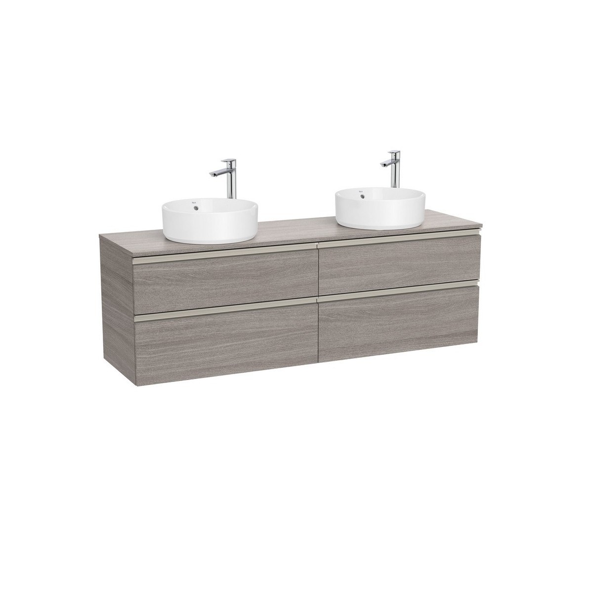 The gap meuble 4 tiroirs pour 2 vasques à poser (meuble+plan) 1600 mm city oak - ROCA A851962402 