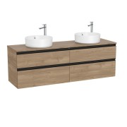 The gap meuble 4 tiroirs pour 2 vasques à poser (meuble+plan) 1600 mm noyer - ROCA A851962517 