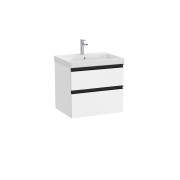The gap unik 2 tiroirs lavabo mural 600 mm blanc mat/poignées noires - ROCA A851963509 