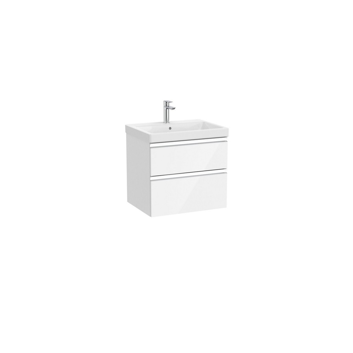 The gap unik 2t lavabo mural 600 mm blanc brillant/poignées alu brillantes - ROCA A851963806 
