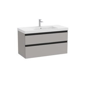The gap unik 2t lavabo mural centré 1000 mm gris moyen mat/poignées noires - ROCA A851965547 