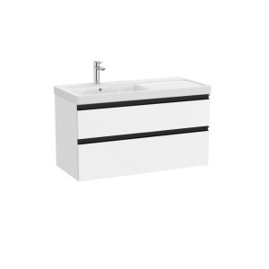The gap unik 2 tiroirs lavabo asym gche 1000 mm blanc mat/poignées noires - ROCA A851966509 