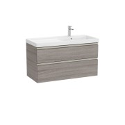 The gap unik 2 tiroirs lavabo asym dte 1000 mm city oak/poignées nickel mat - ROCA A851967402 