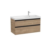 The gap unik 2 tiroirs lavabo asymétrique droite 1000 mm noyer/poignées noires - ROCA A851967517 