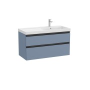 The gap unik 2 tiroirs lavabo asym dte 1000 mm bleu mat/ poignées noires - ROCA A851967548 