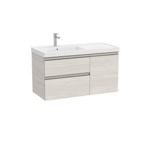 The gap unik 2t+1p lavabo mural asym gche 1000 frêne nordic/poignées nickel mat - ROCA A851968434 