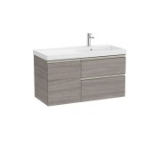 The gap unik 2t+1p lavabo mural asym dte 1000 mm city oak/poignées nickel mat - ROCA A851969402 