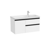 The gap unik 2t+1p lavabo mural asym dte 1000 mm blanc mat/poignées noires - ROCA A851969509 