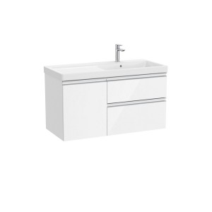 The gap unik 2t+1p lavabo mural asym dte 1000 blanc brill/poignées alu brill - ROCA A851969806 