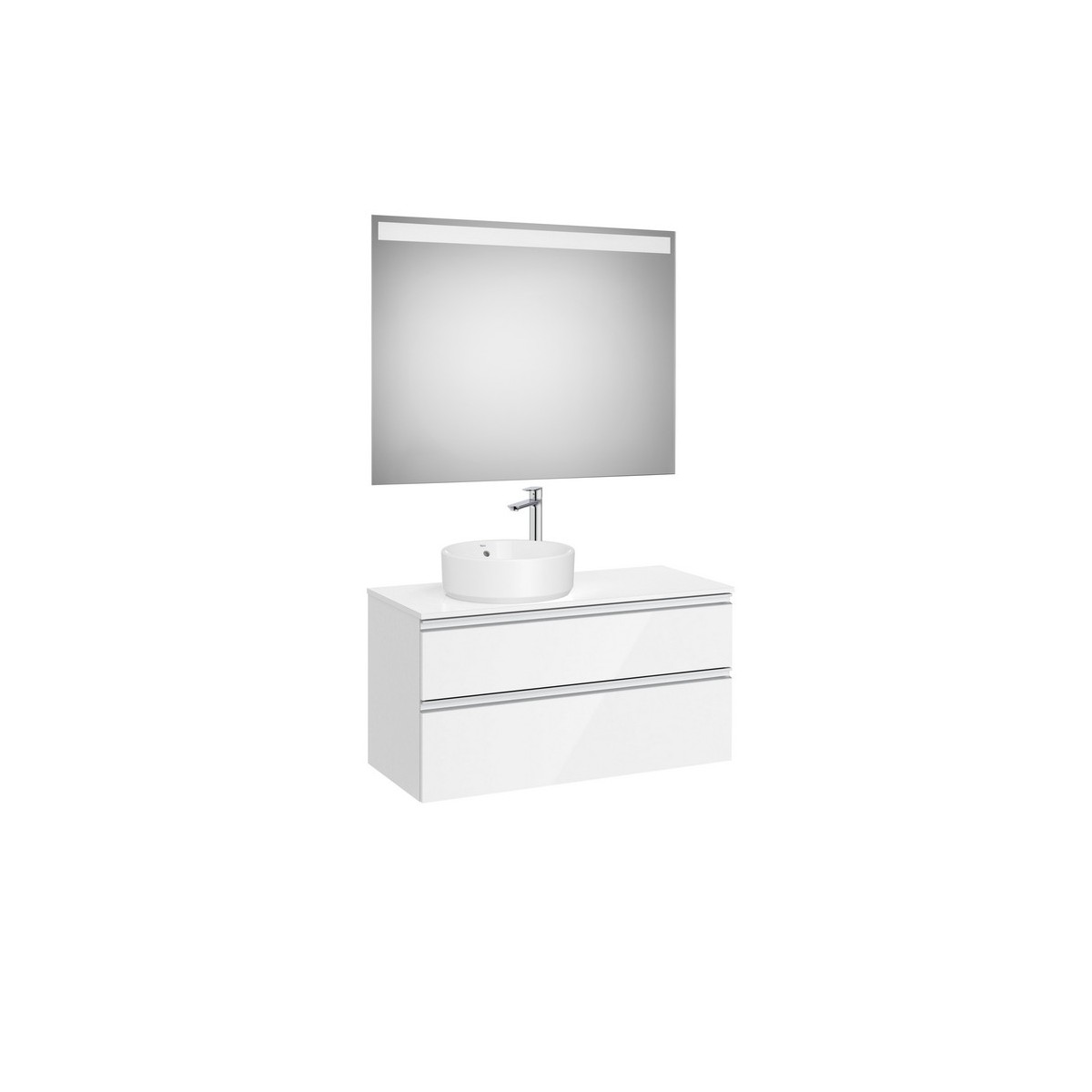 The gap pack 2t pour vasque à gauche 1000 blanc brillant/poignées alu brillantes - ROCA A851971806 