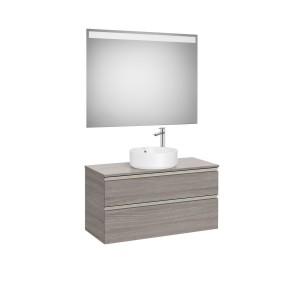 The gap pack 2t pour vasque centrée 1000mm city oak/poignées nickel mat - ROCA A851973402 