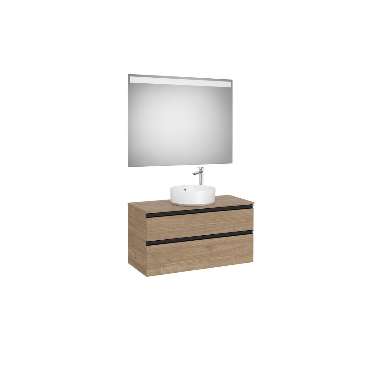 The gap pack 2t pour vasque centrée 1000mm noyer/poignées noires - ROCA A851973517 