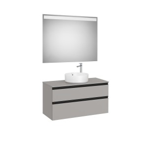 The gap pack 2t pour vasque centrée 1000mm gris moyen mat/poignées noires - ROCA A851973547 