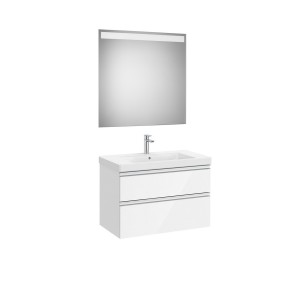 The gap pack 2t lavabo mural 800mm blanc brillant/poignées alu brillantes - ROCA A851975806 