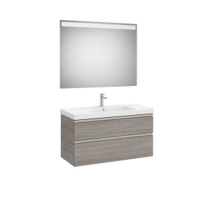 The gap pack 2t lavabo mural centré 1000mm city oak/poignées nickel mat - ROCA A851976402 