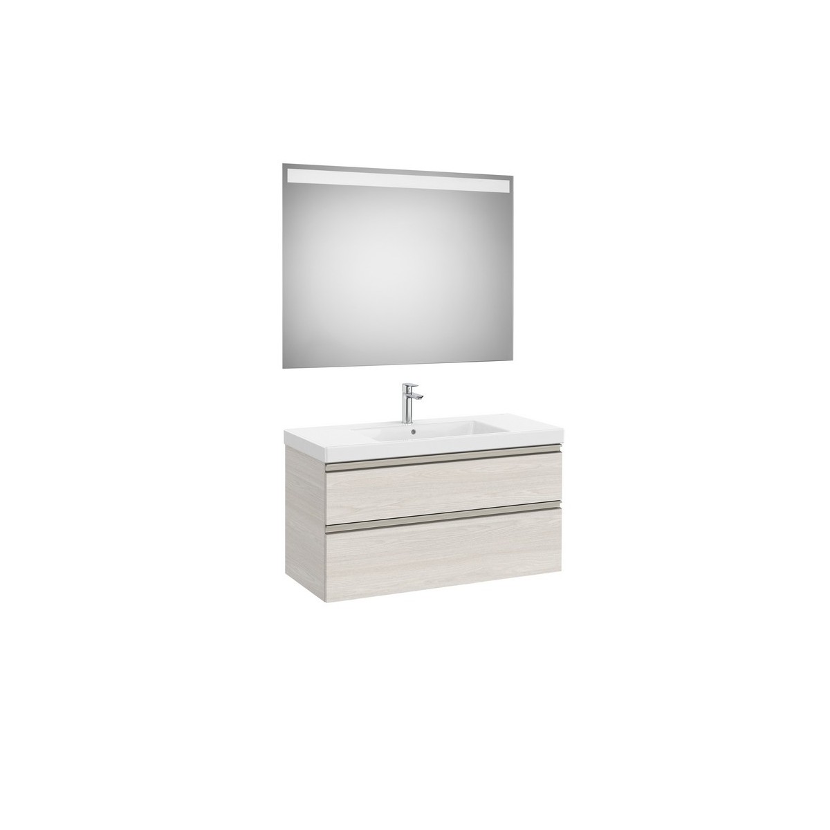 The gap pack 2t lavabo mural centré 1000mm frêne nordic/poignées nickel mat - ROCA A851976434 