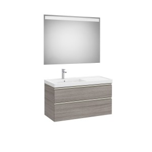 The gap pack 2t lavabo mural gauche 1000mm city oak/poignées nickel mat - ROCA A851977402 
