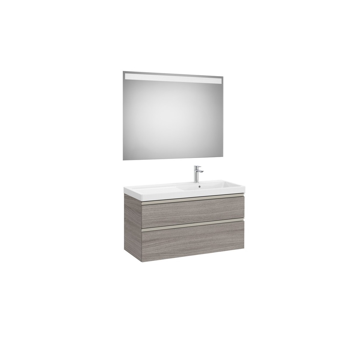 The gap pack 2t lavabo mural droite 1000mm city oak/poignées nickel mat - ROCA A851978402 
