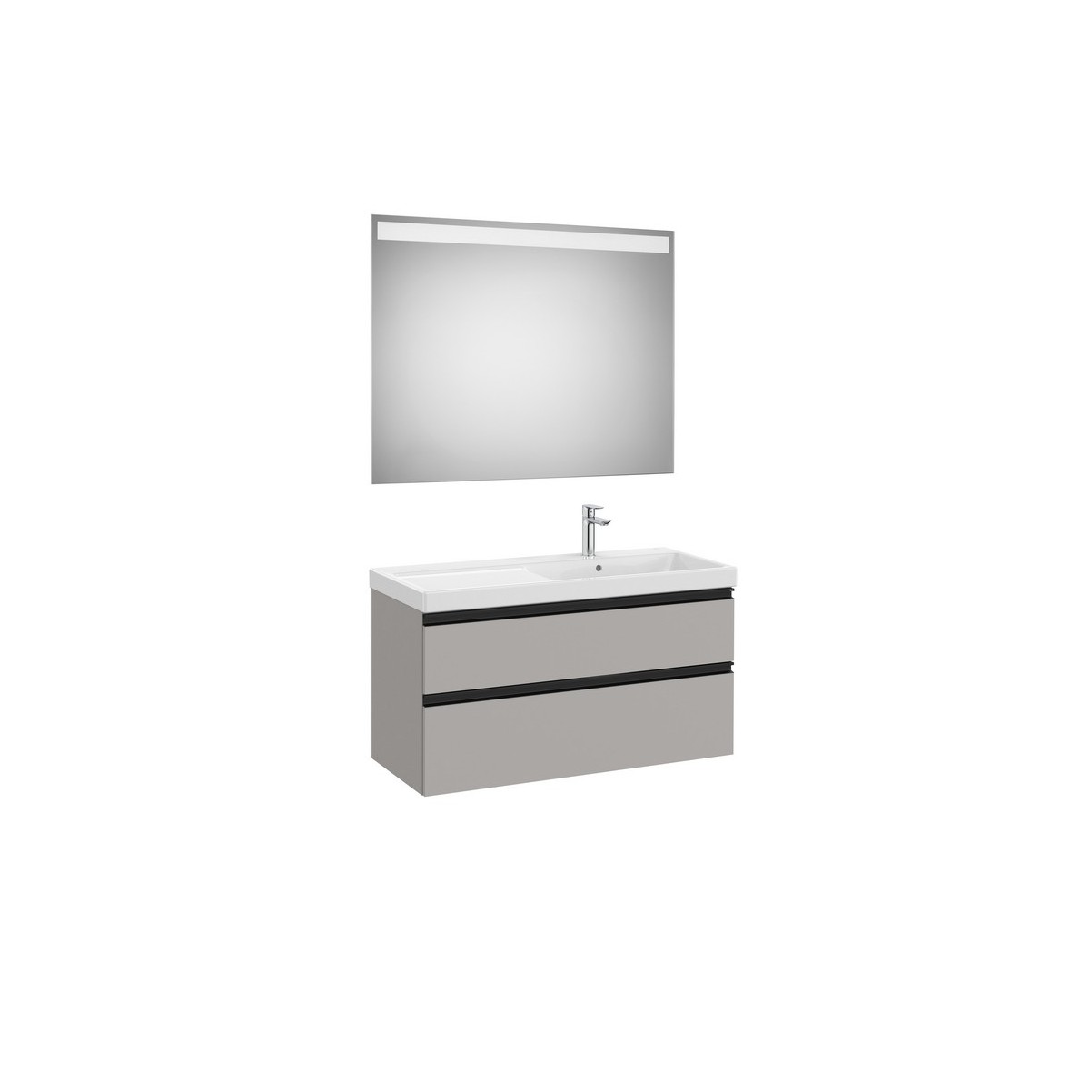 The gap pack 2t lavabo mural droite 1000mm gris moyen mat/poignées noires - ROCA A851978547 