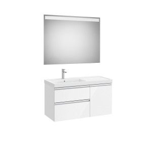 The gap pack 2t+1p lavabo mural gauche 1000 blanc brill/poignées alu brillantes - ROCA A851979806 