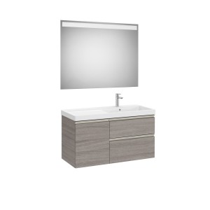 The gap pack 2t + 1p lavabo mural droite 1000mm city oak/poignées nickel mat - ROCA A851980402 