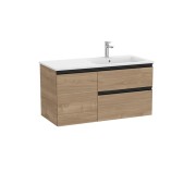 The gap unik 2t + 1p lavabo asymétrique droite slim 1000 noyer/poignées noires - ROCA A851997517 