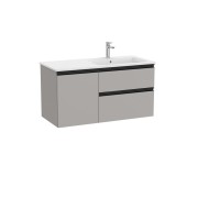 The gap unik 2t+1p lavabo asym droite slim 1000 gris moyen mat/poignées noires - ROCA A851997547 