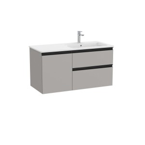 The gap unik 2t+1p lavabo asym droite slim 1000 gris moyen mat/poignées noires - ROCA A851997547 