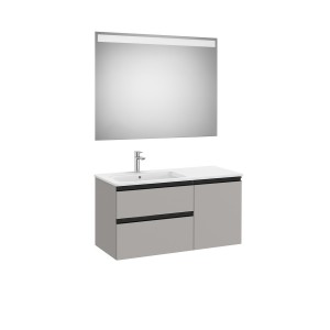 The gap pack 2t+1p 1000 mm asym gche gris moyen mat/poignées noires - ROCA A851998547 