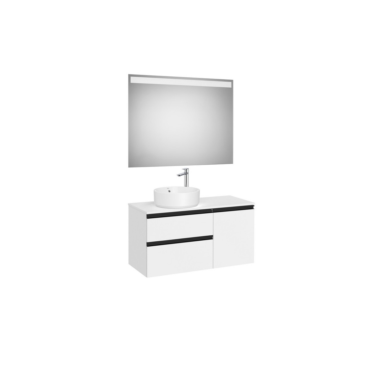 The gap pack 2t + 1p pour vasque à gauche 1000mm blanc mat/poignées noires - ROCA A852000509 