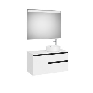 The gap pack 2t + 1p pour vasque à droite 1000mm blanc mat/poignées noires - ROCA A852001509 