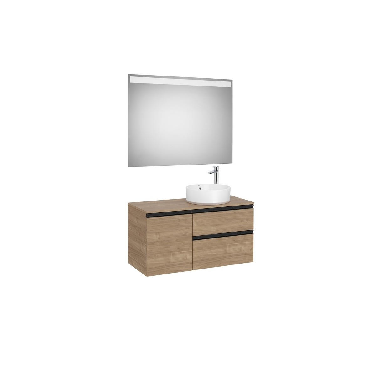 The gap pack 2t + 1p pour vasque à droite 1000mm noyer/poignées noires - ROCA A852001517 