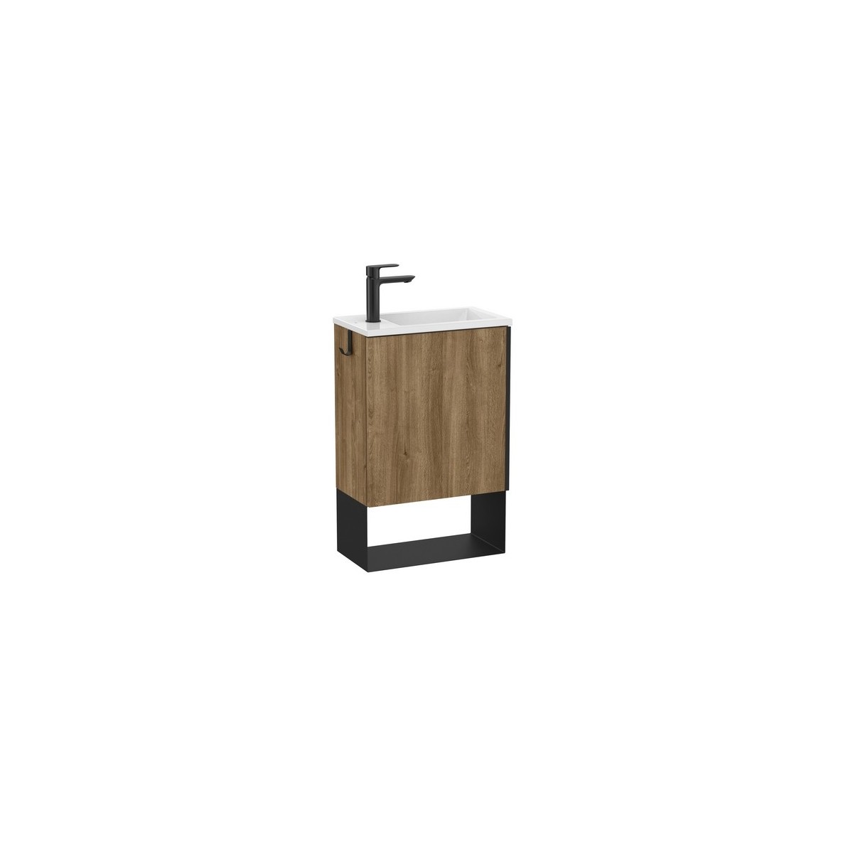 Mini pro unik 1 porte (meuble+lavabo) 450 mm chêne moyen - ROCA A852008549 
