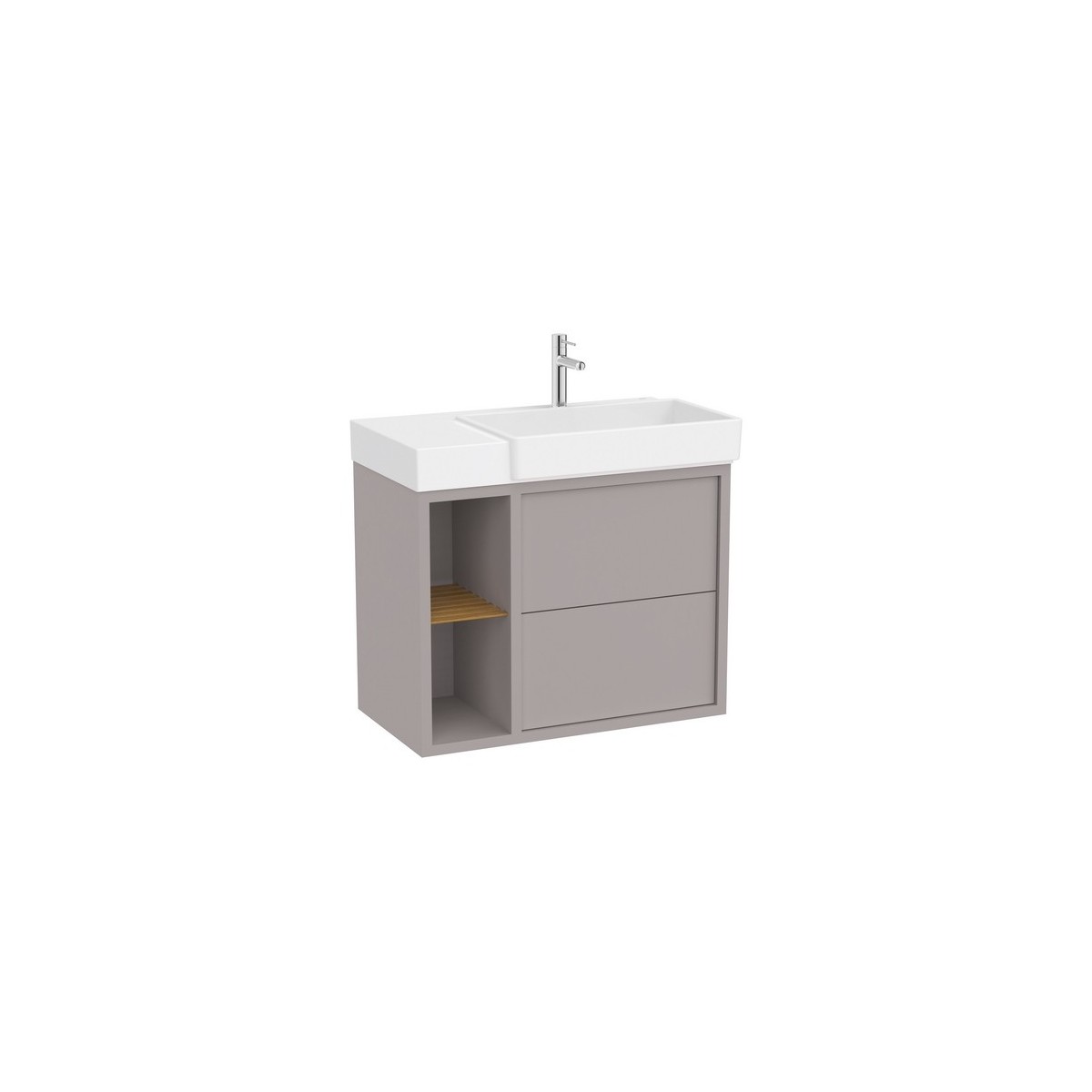 Tura unik 2t 2 niches lat lavabo asymétrique d 800 gris clair mat - ROCA A852027559 