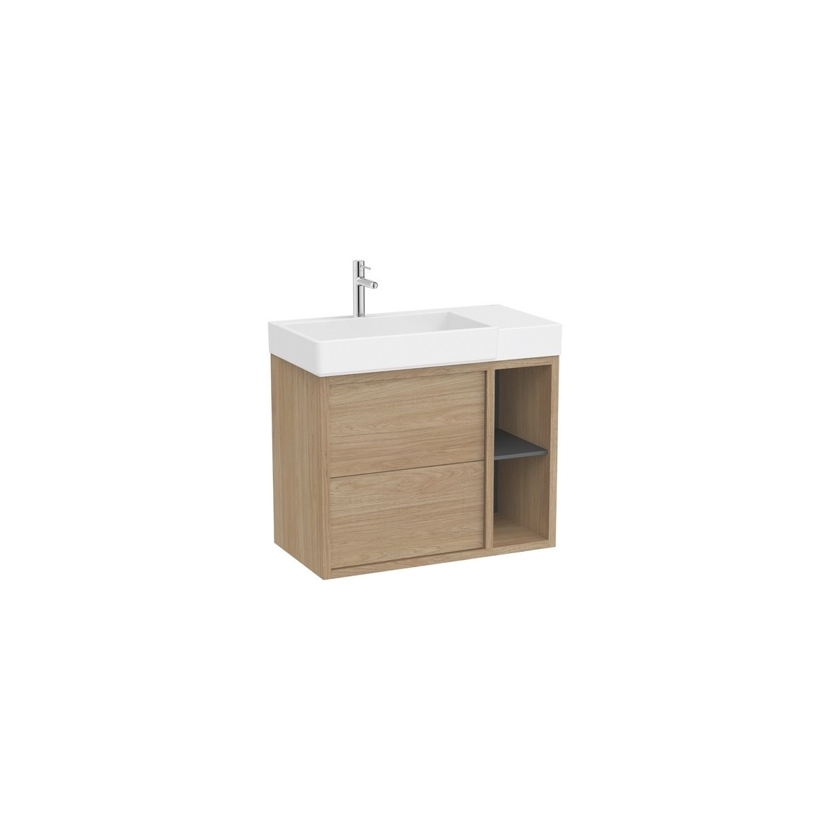 Tura unik 2t 2 niches lat lavabo asymétrique g 800 orme clair - ROCA A852028565 