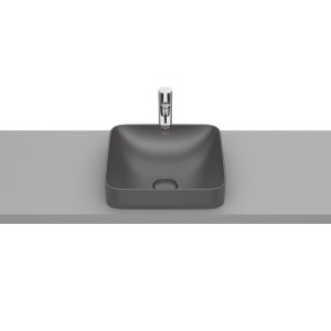Inspira square vasque semi-encastre en fineceramic sans trop-plein 37x37 onyx - ROCA A32753R640 